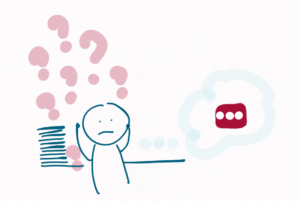 We see a person with a load of work to do, panicking about HOW to do all that. A happy thought bubble pops up with the logo of Lastpass in it - a password manager