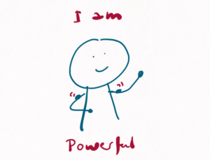 we see a person flexing their upper arm muscles. The caption reads: I am powerful